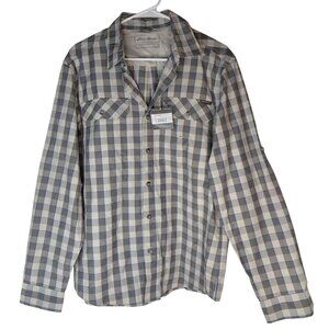 Eddie Bauer Mens Adventure Long-Sleeve Shirt M Blue Plaid Cotton/Polyester